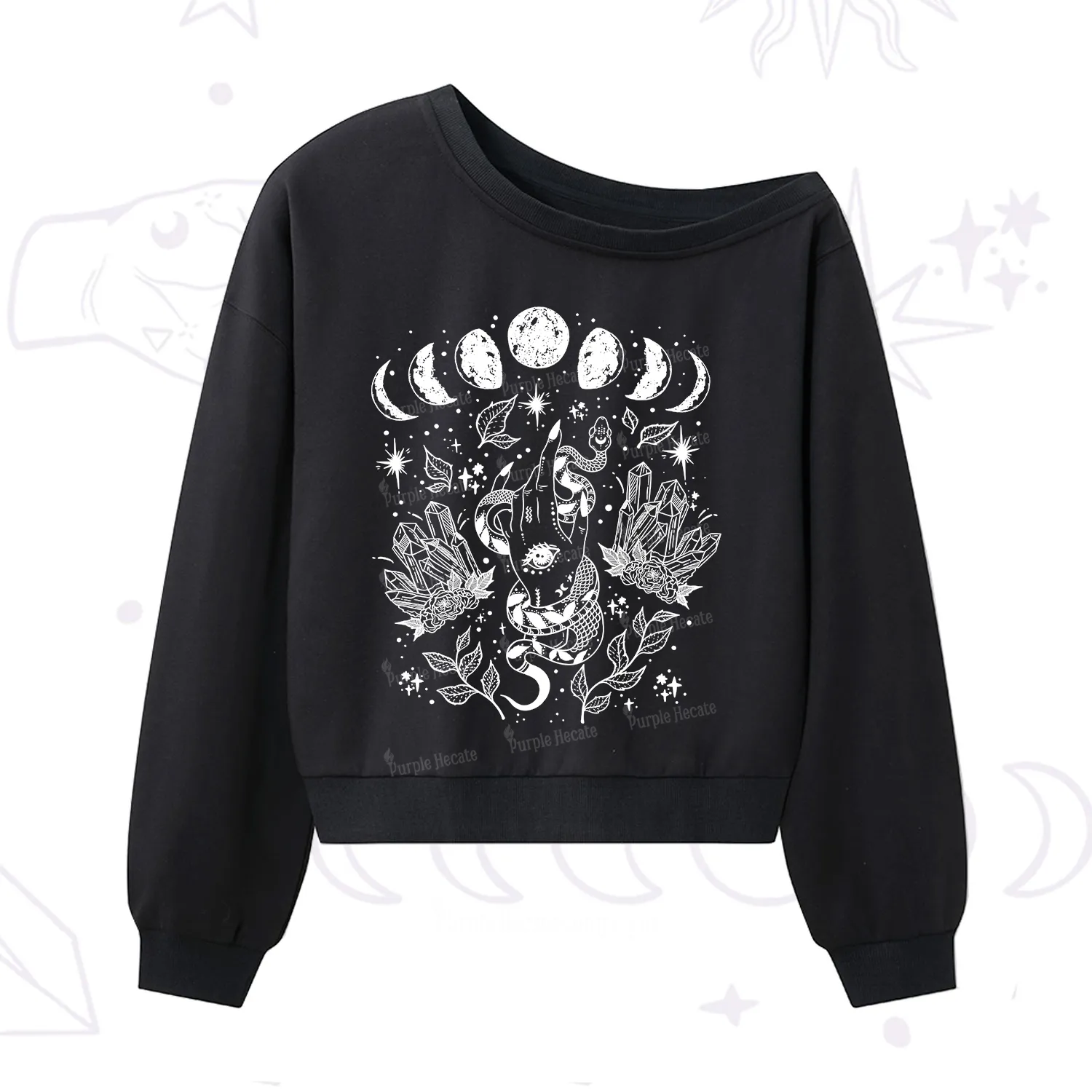 Purplehecate Reach For The Moon One Shoulder Sweatshirt