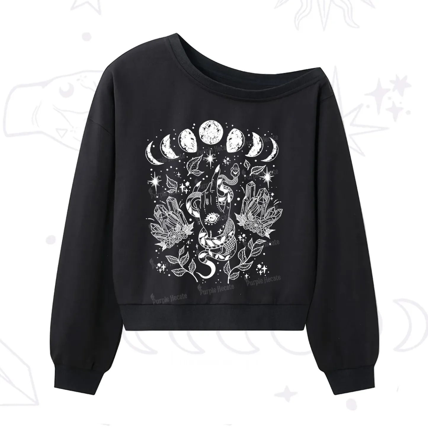 Purplehecate Reach For The Moon One Shoulder Sweatshirt