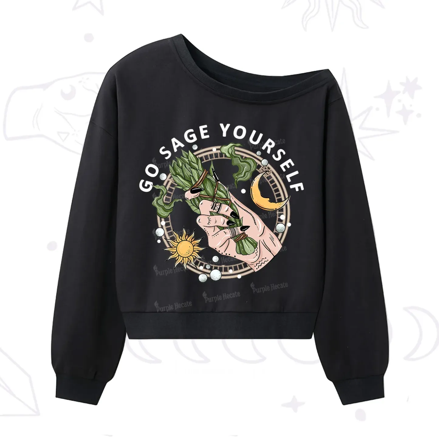 Purplehecate Go Sage Yourself One Shoulder Sweatshirt