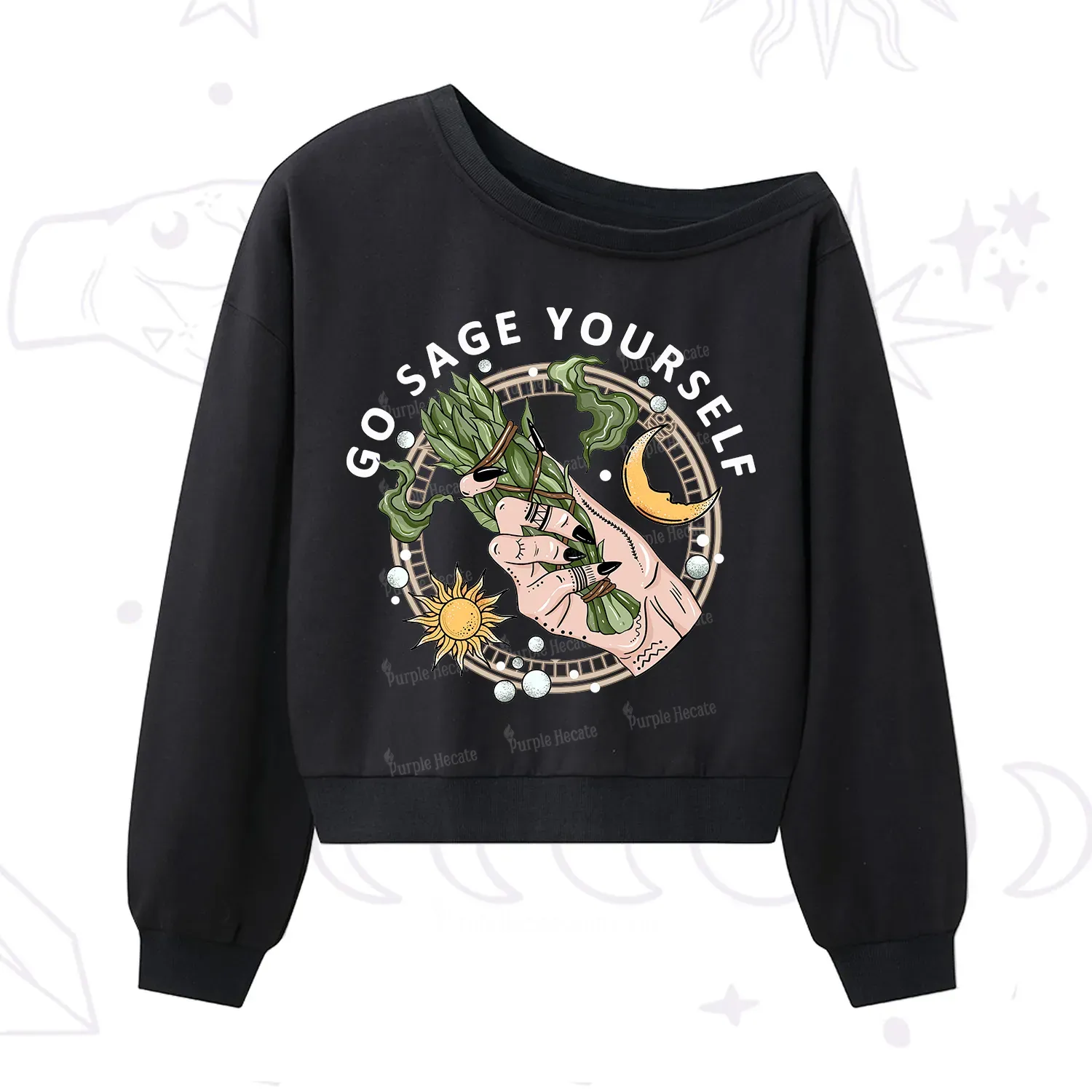 Purplehecate Go Sage Yourself One Shoulder Sweatshirt