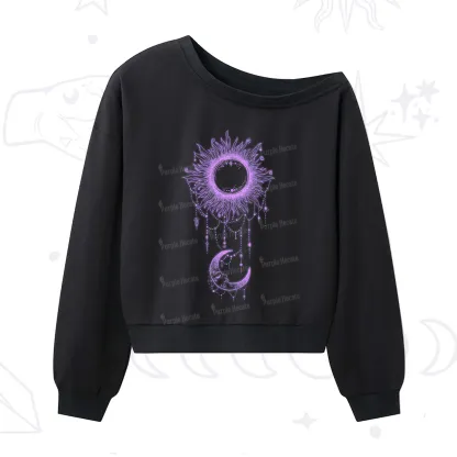 Purplehecate Radiance Of Sun And Moon One Shoulder Sweatshirt