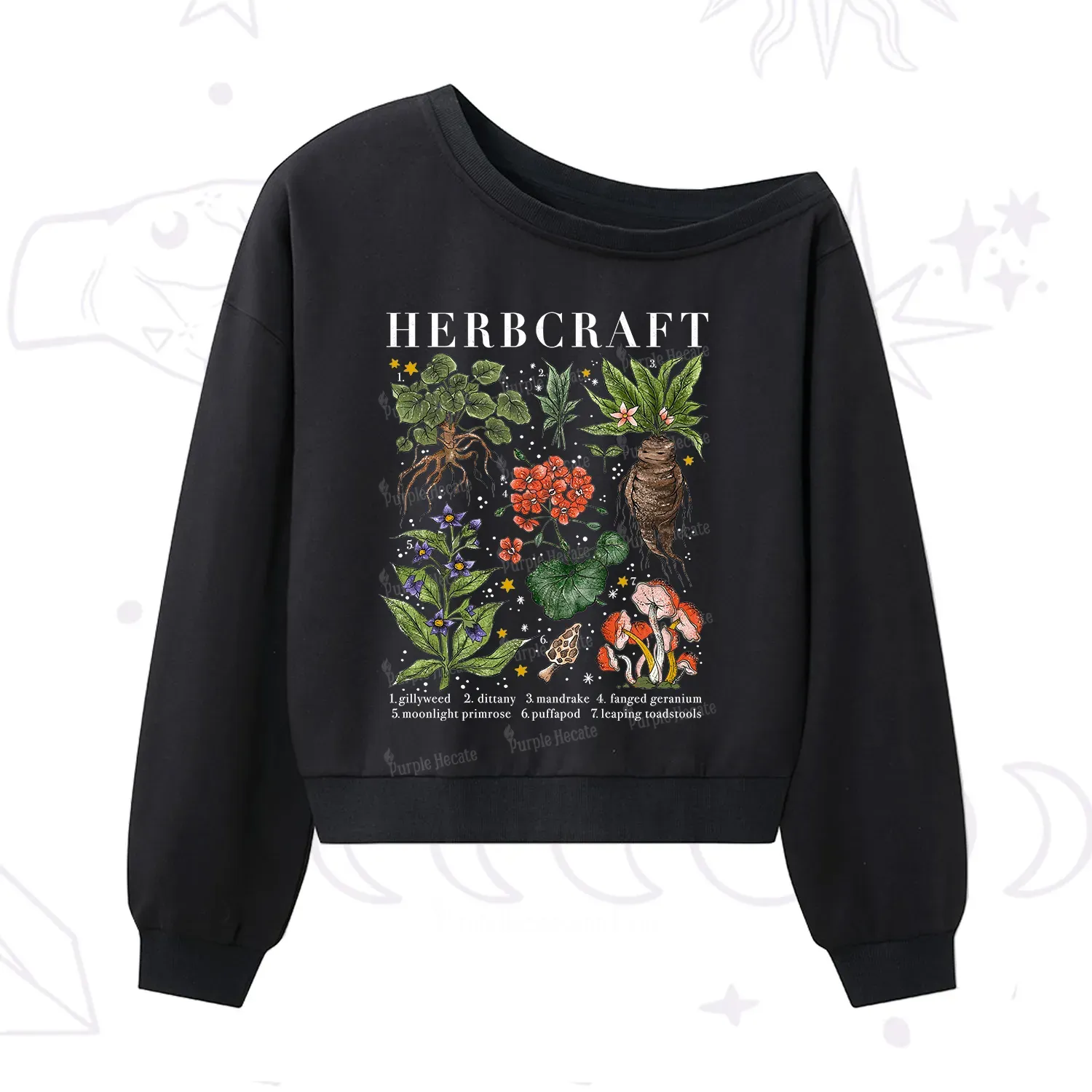 Purplehecate Magical Herbcraft One Shoulder Sweatshirt