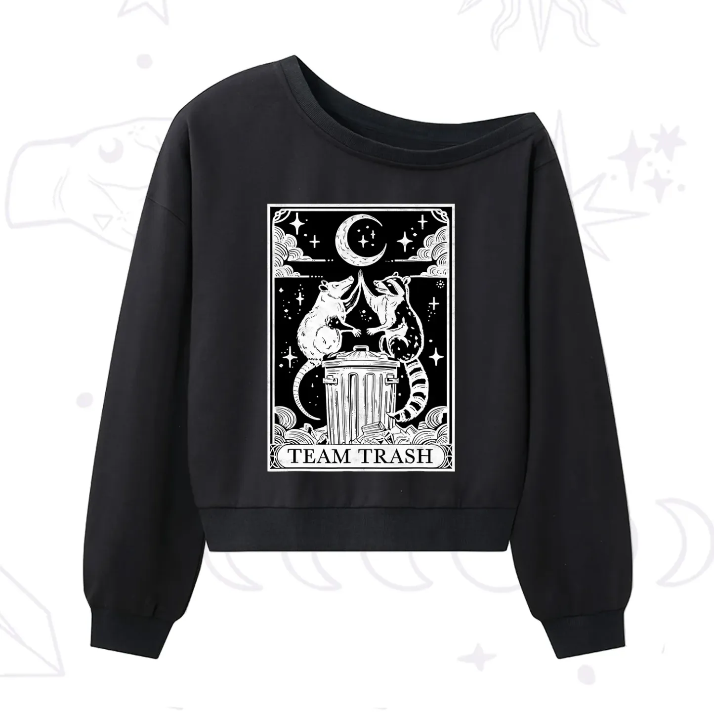Purplehecate The Team Trash Tarot One Shoulder Sweatshirt