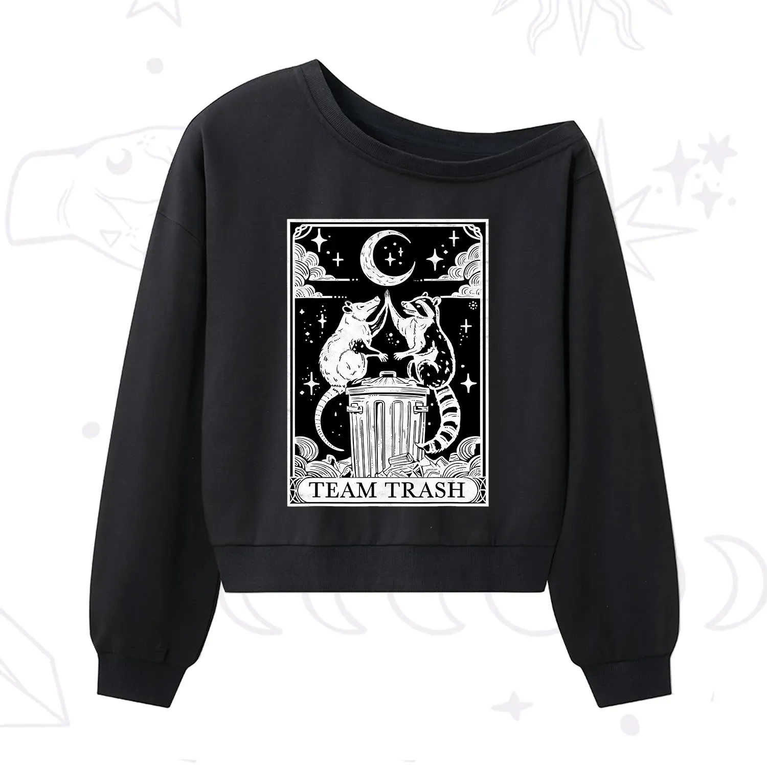 Purplehecate The Team Trash Tarot One Shoulder Sweatshirt