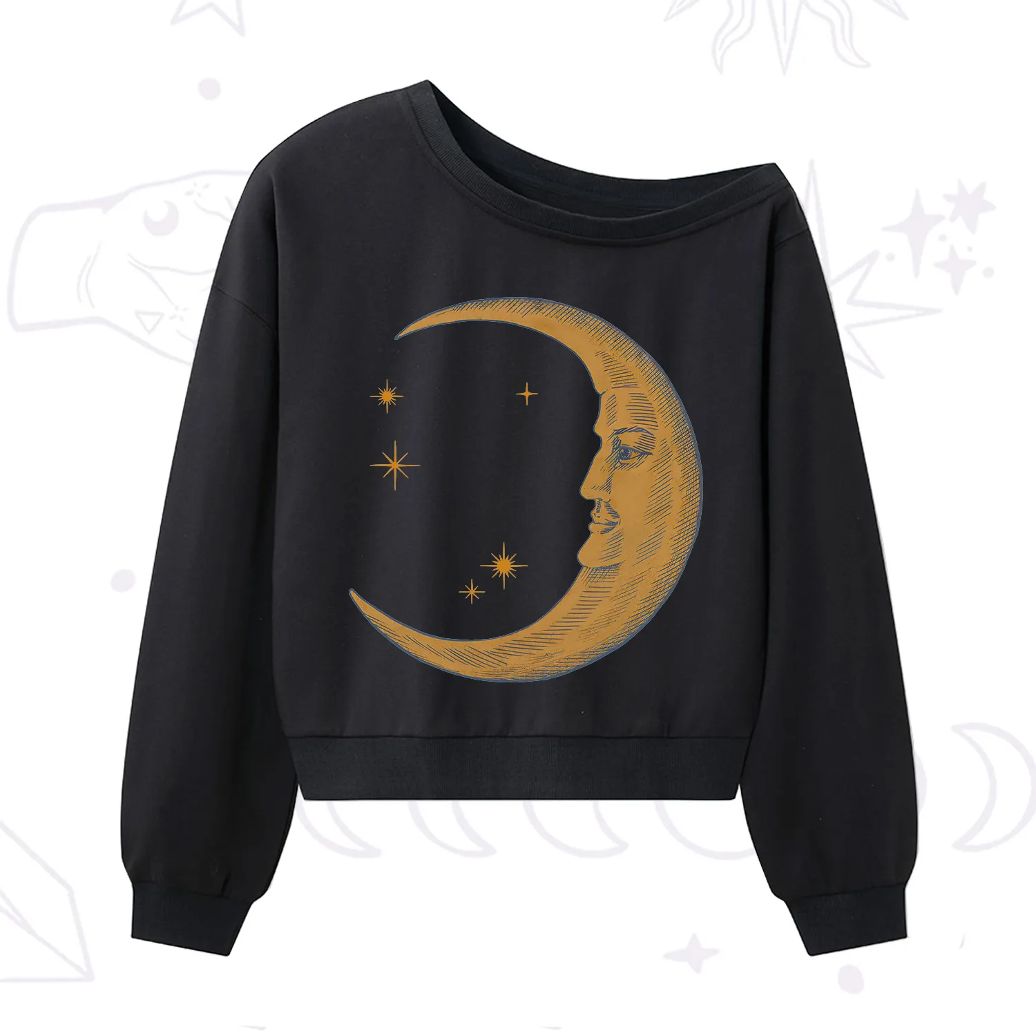 Purplehecate Celestial Moon One Shoulder Sweatshirt