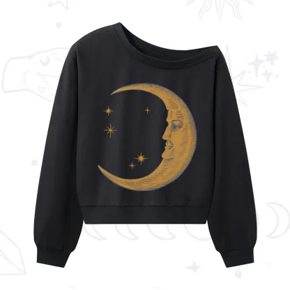 Purplehecate Celestial Moon One Shoulder Sweatshirt
