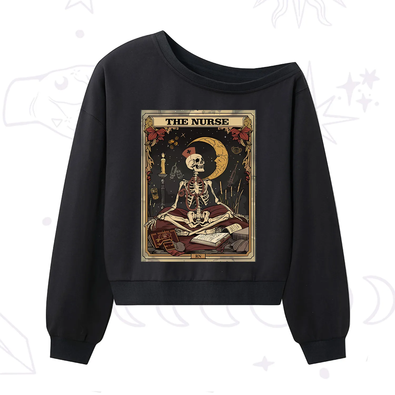 Purplehecate The Nurse Tarot Card One Shoulder Sweatshirt