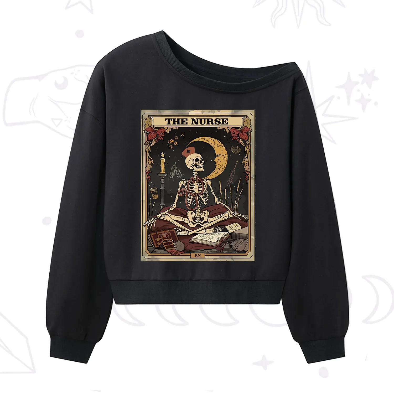 Purplehecate The Nurse Tarot Card One Shoulder Sweatshirt