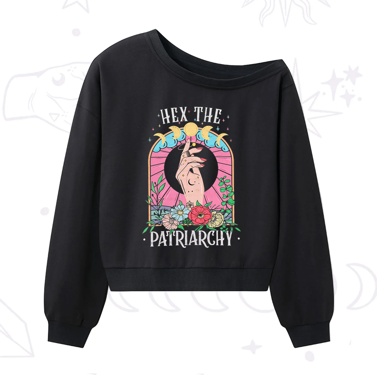 Purplehecate Hex The Patriarchy One Shoulder Sweatshirt