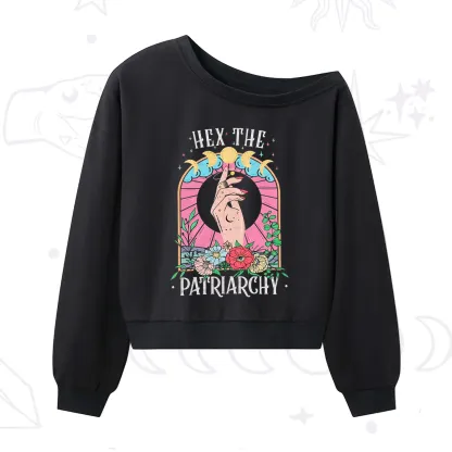 Purplehecate Hex The Patriarchy One Shoulder Sweatshirt