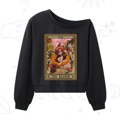 Purplehecate The Reader Tarot Card One Shoulder Sweatshirt