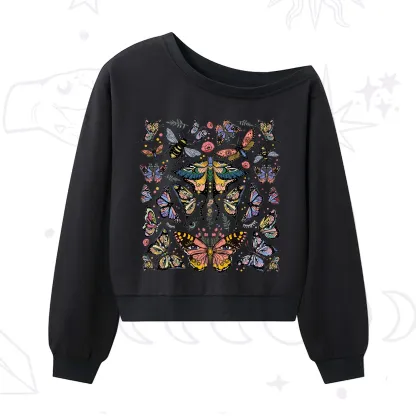 Purplehecate Mystical Butterfly & Moth One Shoulder Sweatshirt