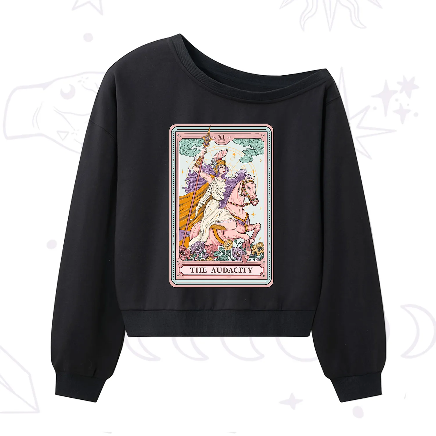 Purplehecate The Audacity Tarot Card One Shoulder Sweatshirt
