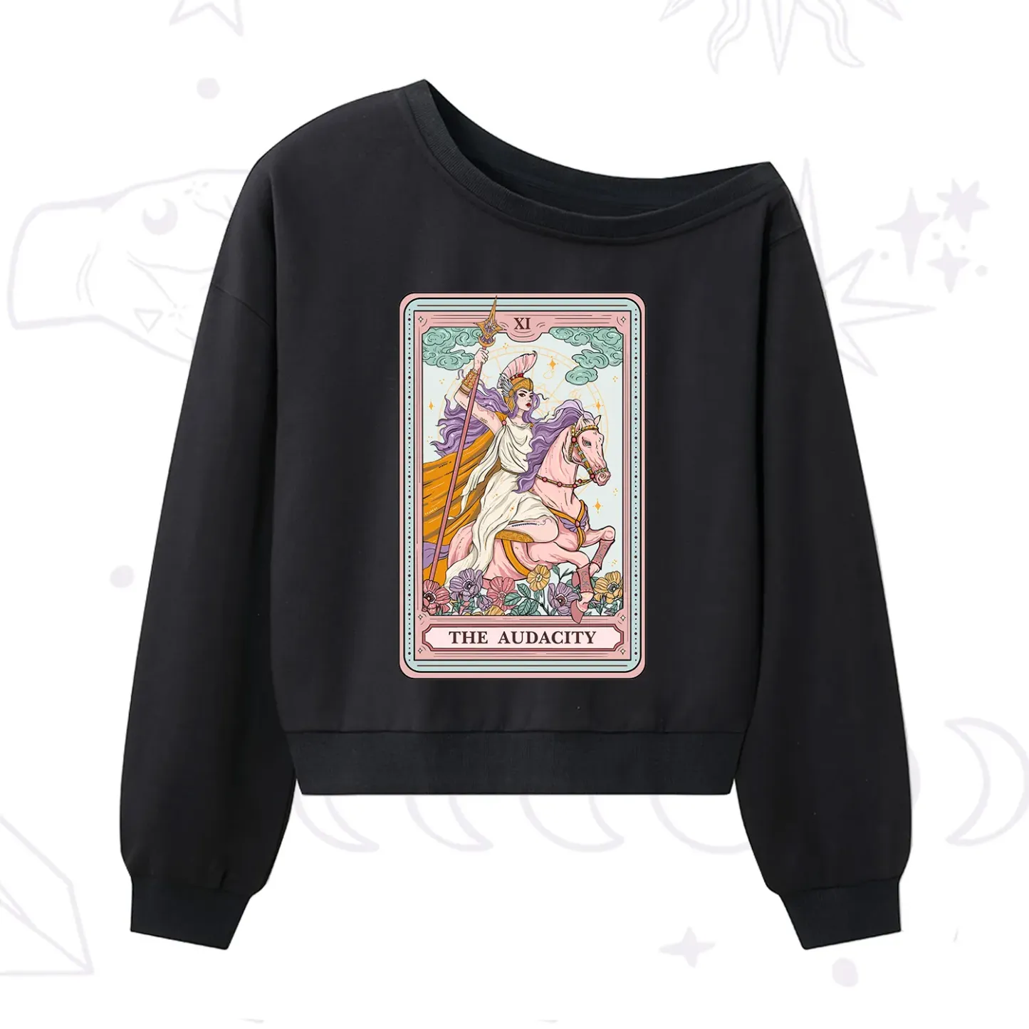 Purplehecate The Audacity Tarot Card One Shoulder Sweatshirt