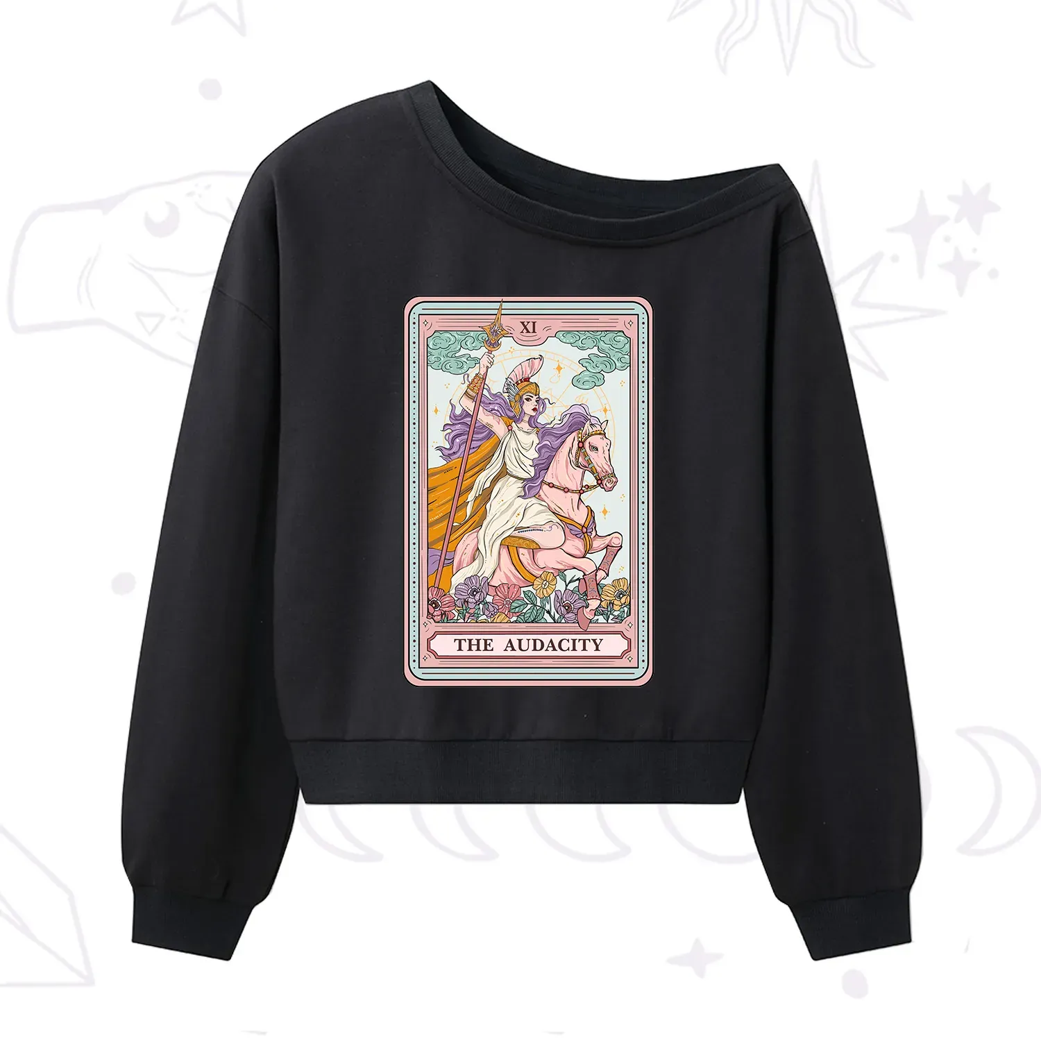 Purplehecate The Audacity Tarot Card One Shoulder Sweatshirt