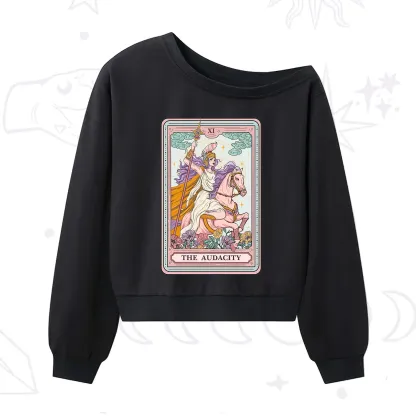Purplehecate The Audacity Tarot Card One Shoulder Sweatshirt