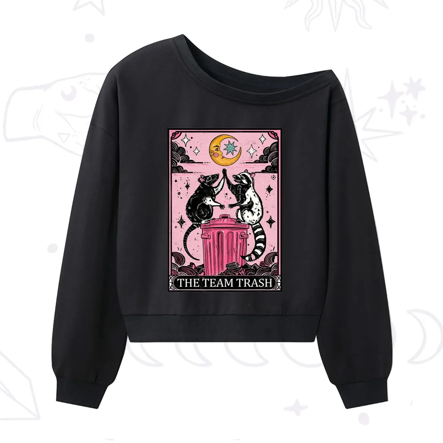 Purplehecate The Team Trash Opossum Tarot One Shoulder Sweatshirt