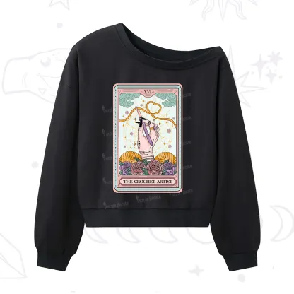 Purplehecate The Crochet Artist Tarot Card One Shoulder Sweatshirt