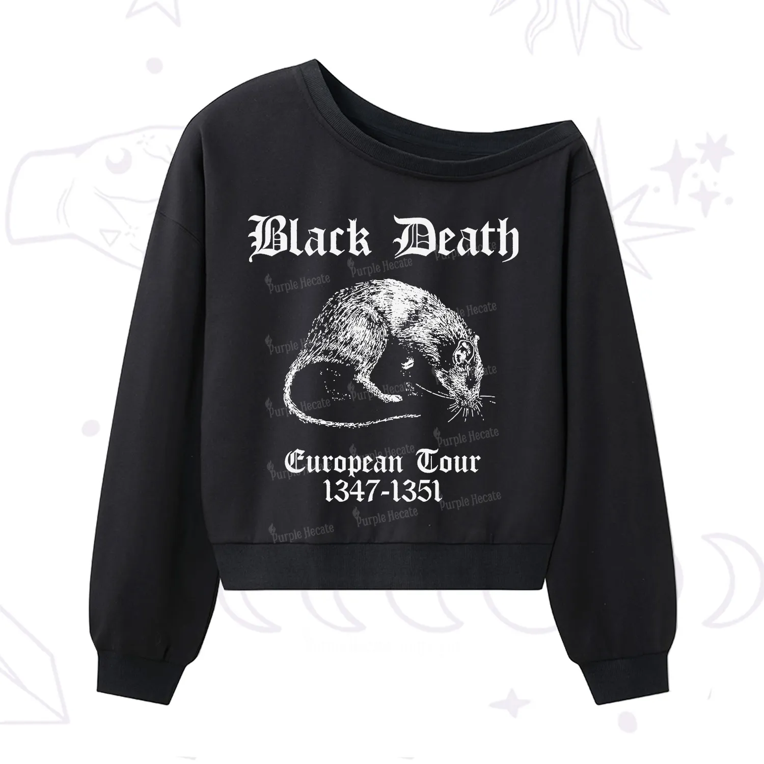 Purplehecate Black Death European Tour One Shoulder Sweatshirt