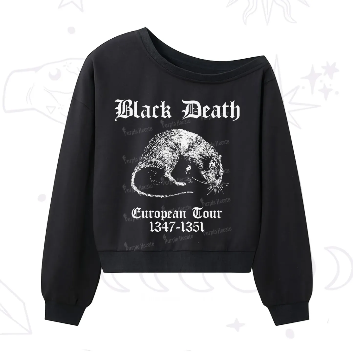 Purplehecate Black Death European Tour One Shoulder Sweatshirt