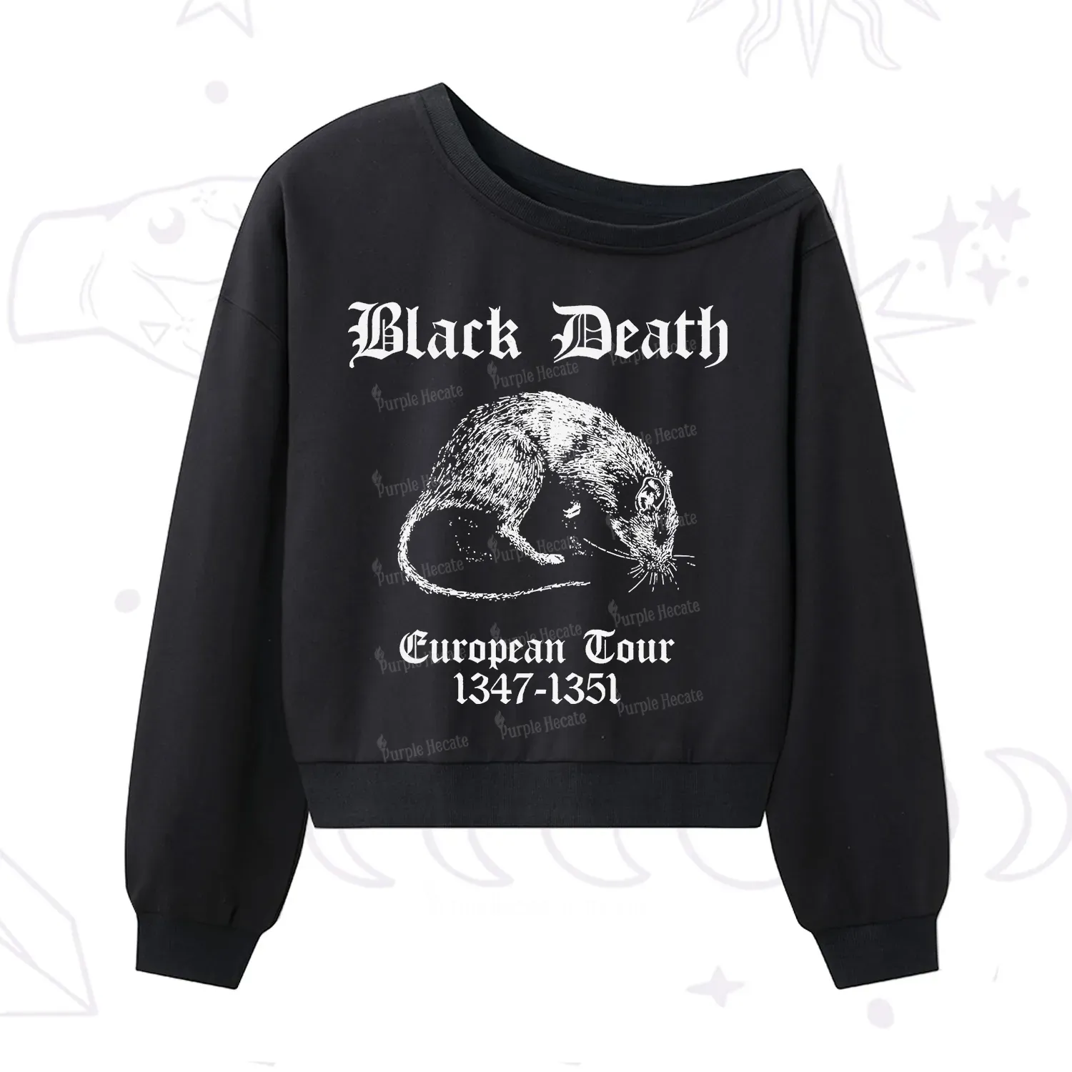 Purplehecate Black Death European Tour One Shoulder Sweatshirt