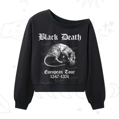 Purplehecate Black Death European Tour One Shoulder Sweatshirt