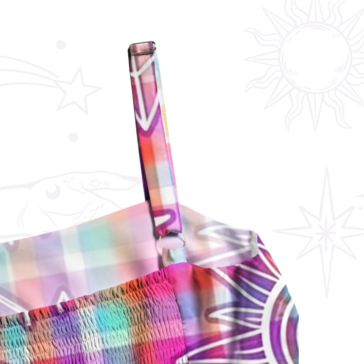Purplehecate Psychedelic Check Celestial Eye Wide Straps Maxi Dress