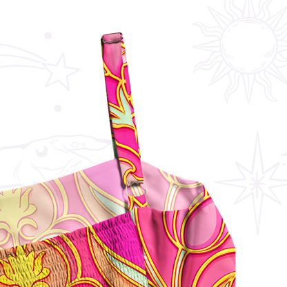 Purplehecate Baroque Lion & Deer Heraldry Wide Straps Maxi Dress