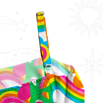 Purplehecate Groovy Rainbow Floral Wide Straps Maxi Dress