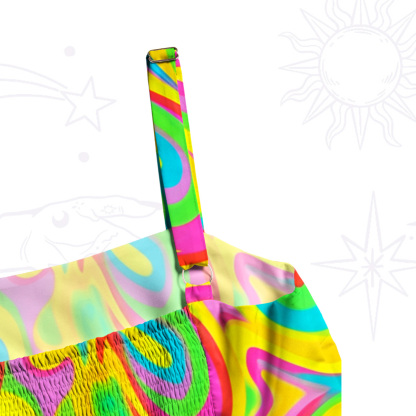 Purplehecate Groovy Rainbow Heartbeat Wide Straps Maxi Dress