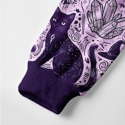 Purplehecate Midnight Black Cat Witch Potion Ugly Cardigan Sweaters