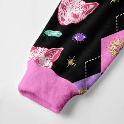 Purplehecate Moon Phase Cat Ugly Cardigan Sweaters