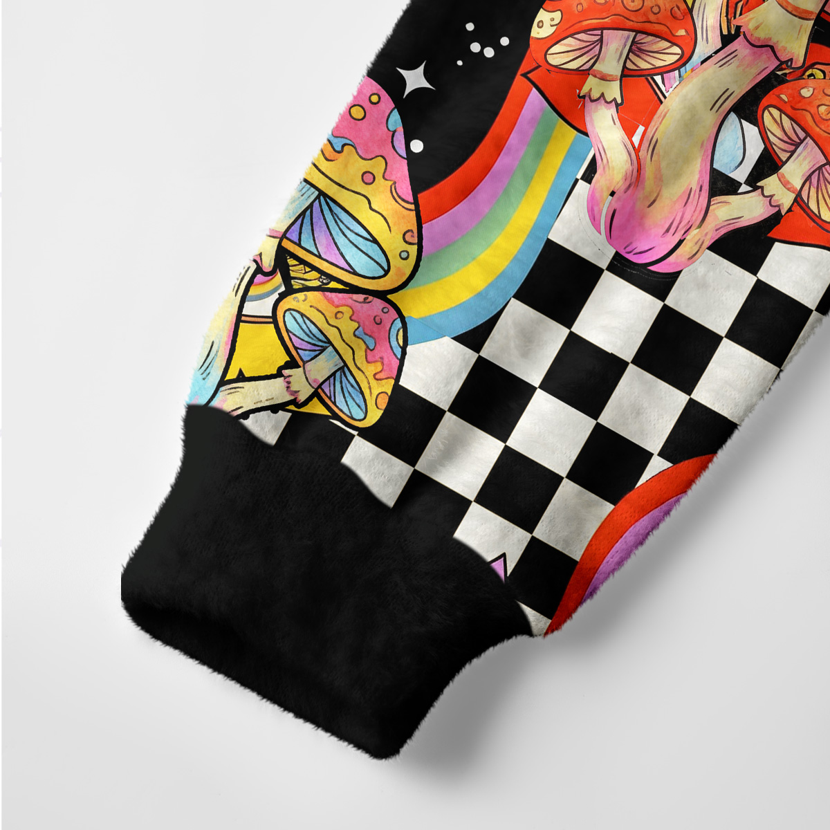 Purplehecate Trippy Rainbow Mushrooms Ugly Cardigan Sweaters