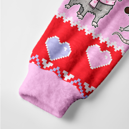 Purplehecate Overstimulated But Festive Possum Valentine Ugly Cardigan Sweaters