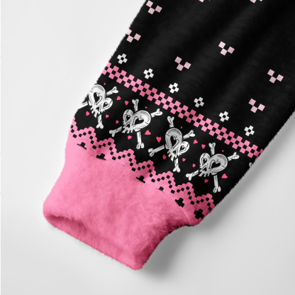Purplehecate Witchy Pink Flamingo Skull Ugly Cardigan Sweaters