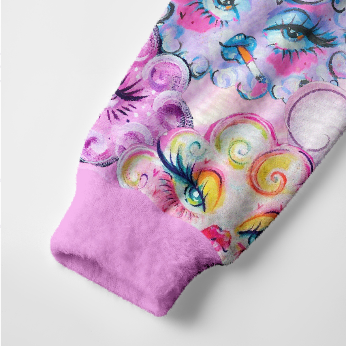 Purplehecate Dreamy Cloud Faces Ugly Cardigan Sweaters