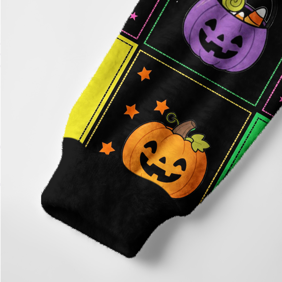 Purplehecate Trick or Treat Halloween Patchwork Ugly Cardigan Sweaters