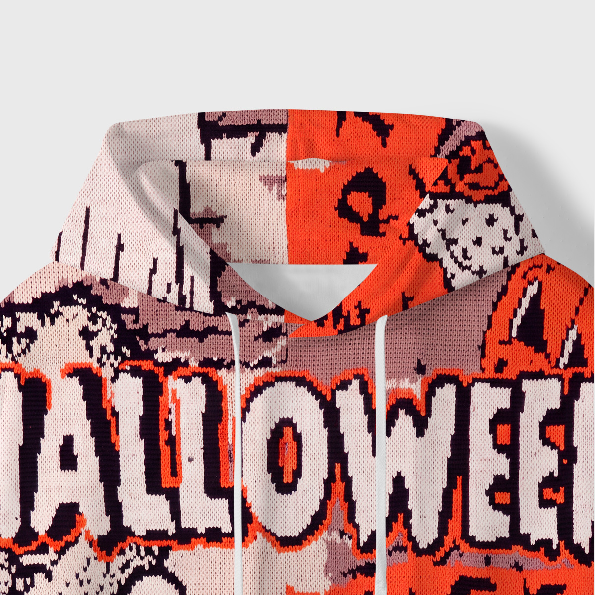 Purplehecate Pumpkin Orange Ghost All-Over Print Hoodie