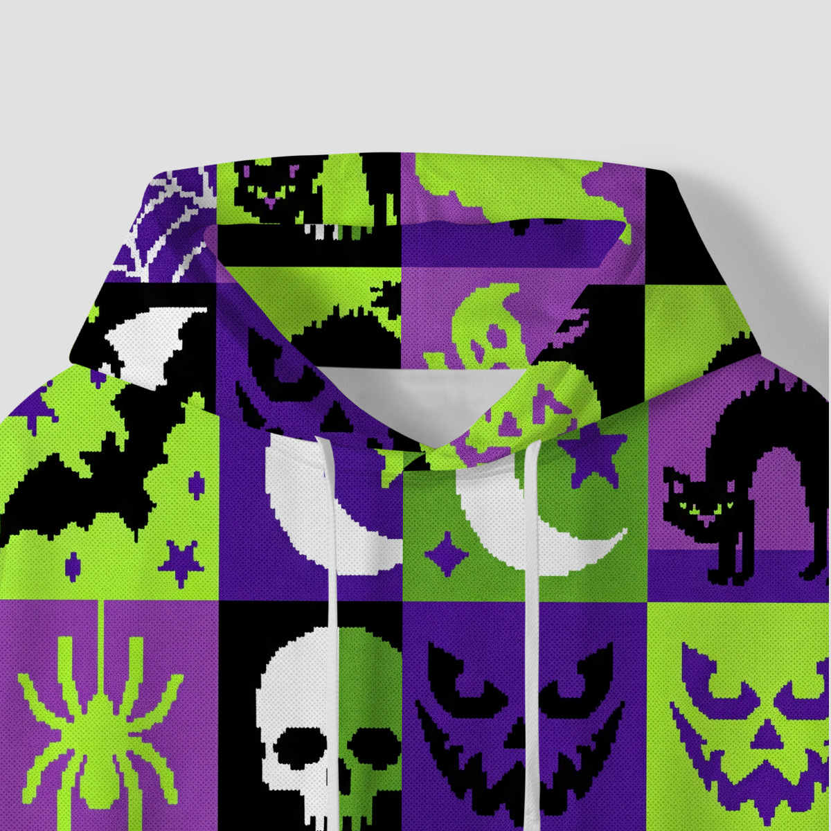Purplehecate Spooky Patchwork Halloween All-Over Print Hoodie