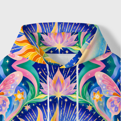 Purplehecate Cosmic Sun & Moon Lotus All-Over Print Hoodie