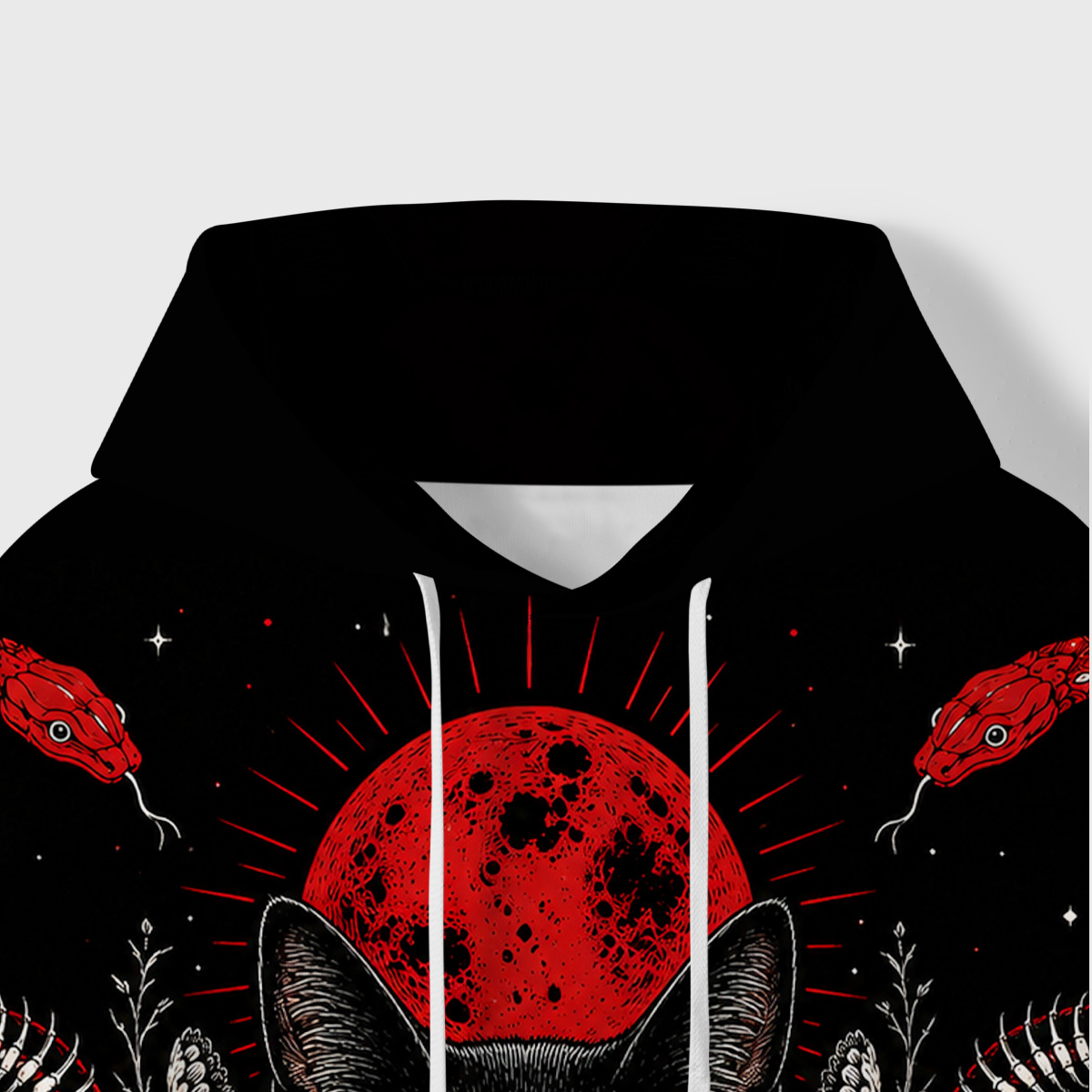 Purplehecate Blood Moon Third‑Eye Black Cat All-Over Print Hoodie