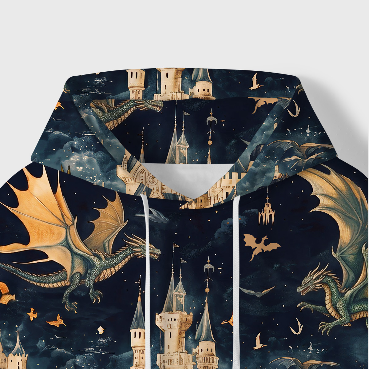 Purplehecate Dragon‑Guarded Midnight Castle All-Over Print Hoodie