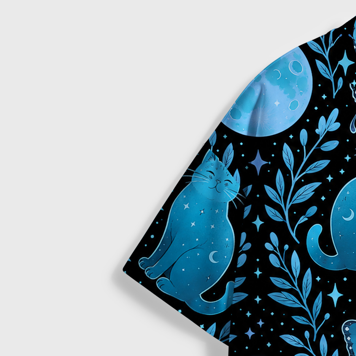 Purplehecate Celestial Blue Cat Moon All Over Print T-Shirt