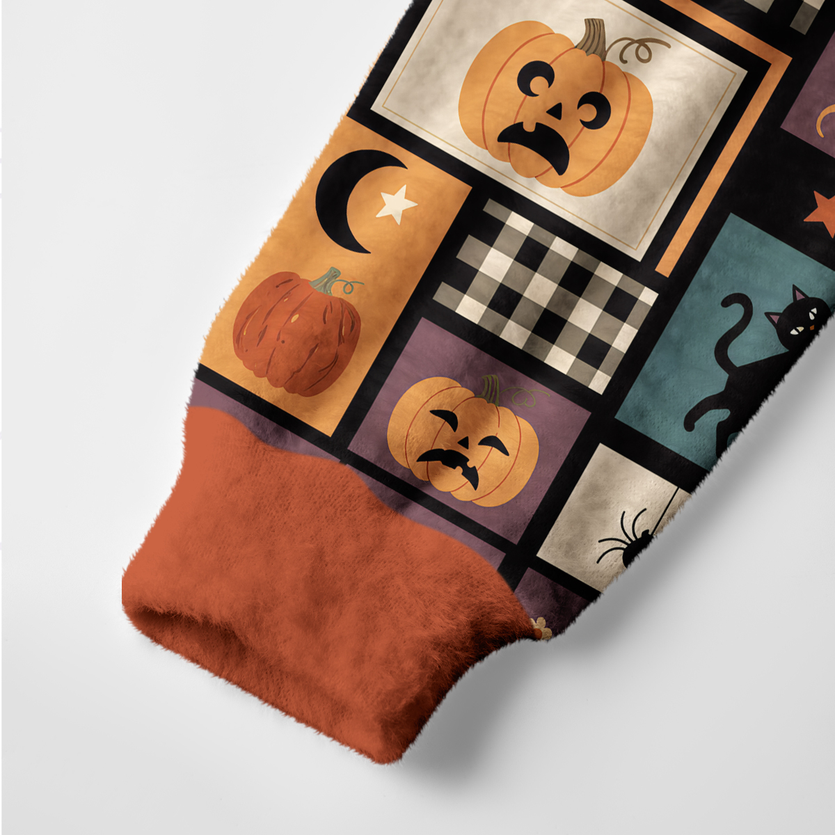 Purplehecate Halloween Patchwork Pattern Ugly Cardigan Sweaters