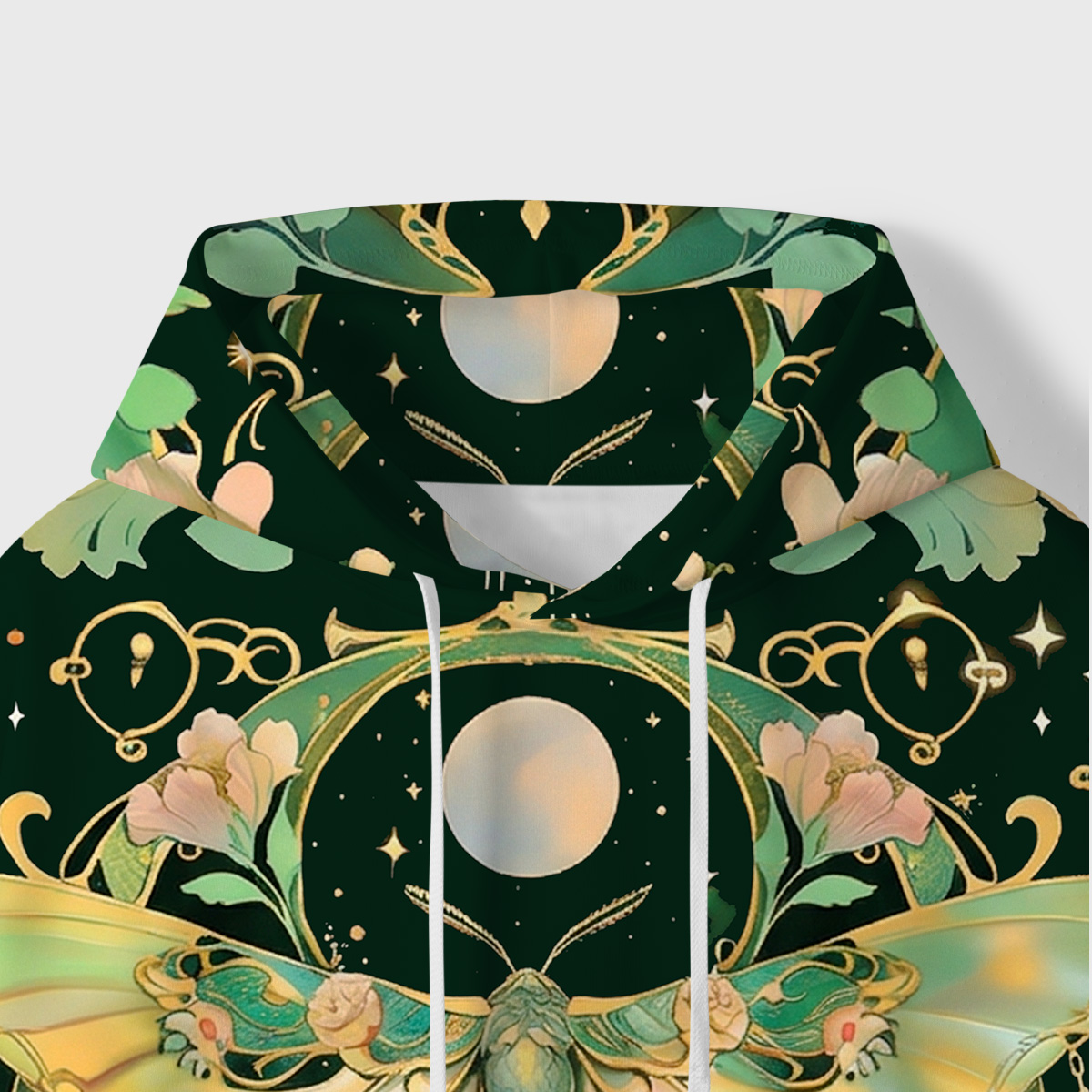 Purplehecate Moon Moth  Rave All-Over Print Hoodie