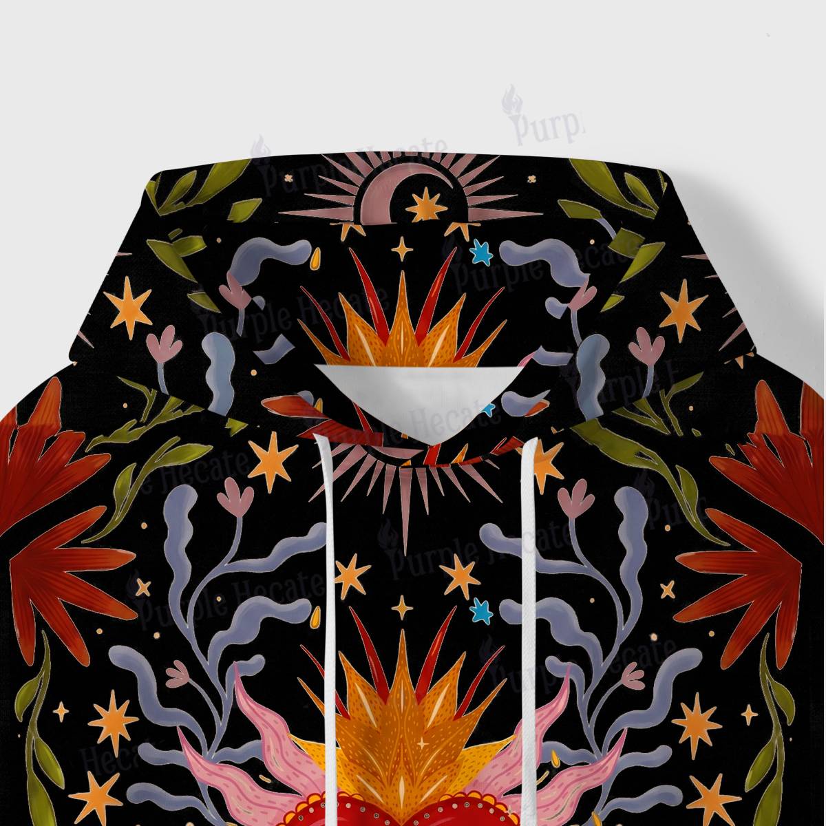 Purplehecate Sacred Flame Heart All-Over Print Hoodie