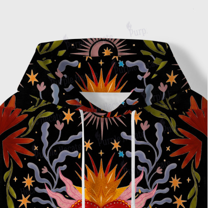 Purplehecate Sacred Flame Heart All-Over Print Hoodie