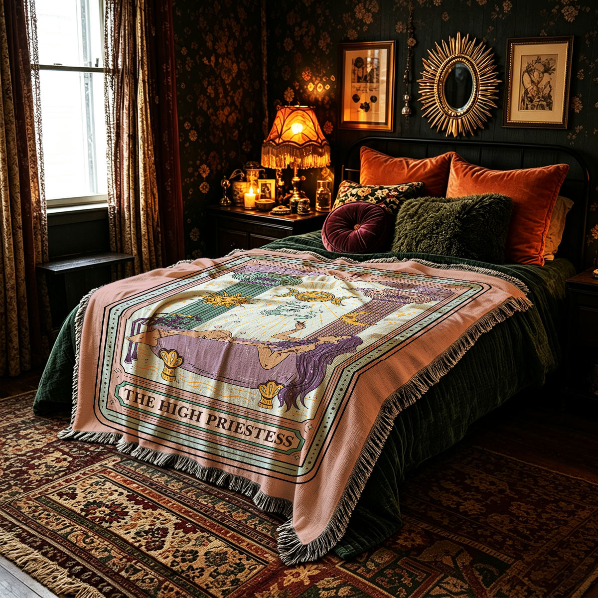 [Copy][Copy]Purplehecate Girls Will Be Girls Praying Mantis Woven Tapestry Blanket