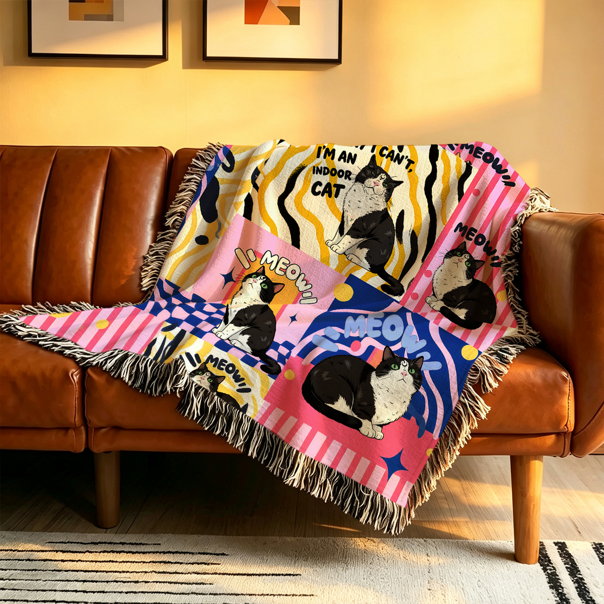 Purplehecate Sorry I Can't Go I'm an Indoor Cat Woven Tapestry Blanket