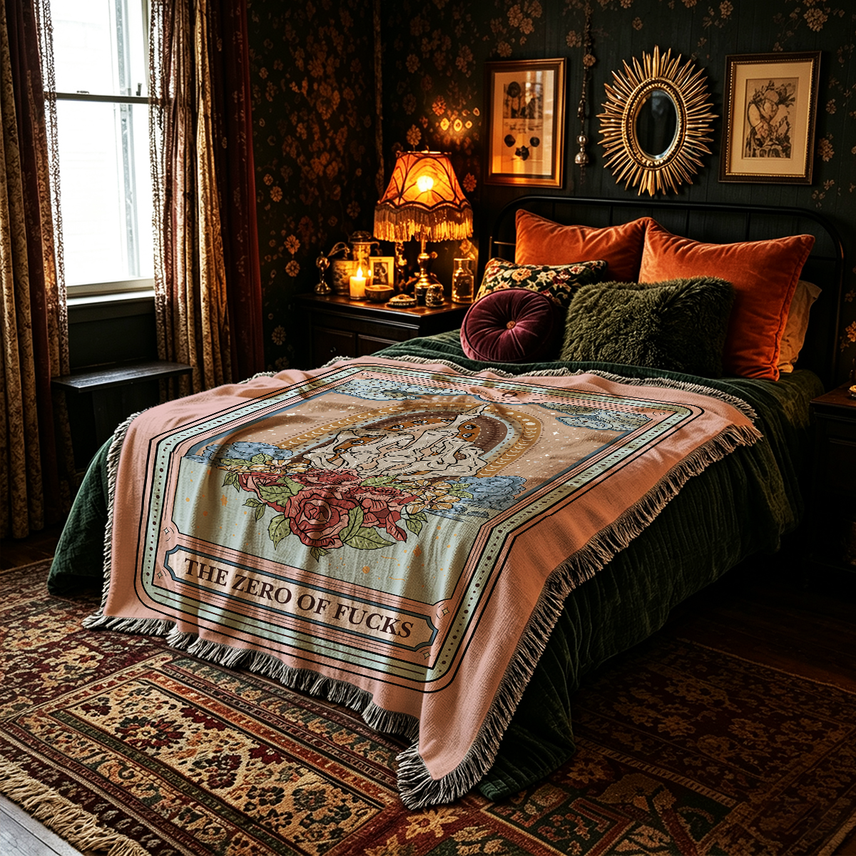 Purplehecate The Zero Of Fucks Tarot Woven Tapestry Blanket